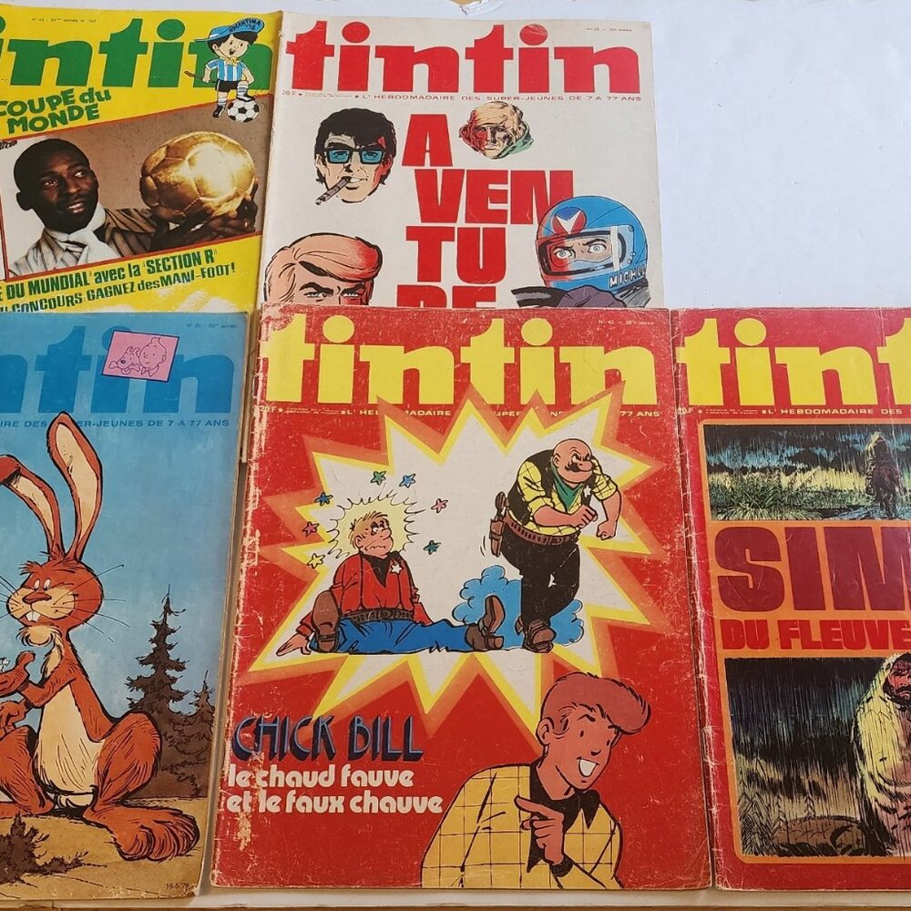 TINTIN L HEBDOMADAIRE DES JEUNES DE 7 A 77 ANS,  5 COMIC  ISSUES IN FRENCH